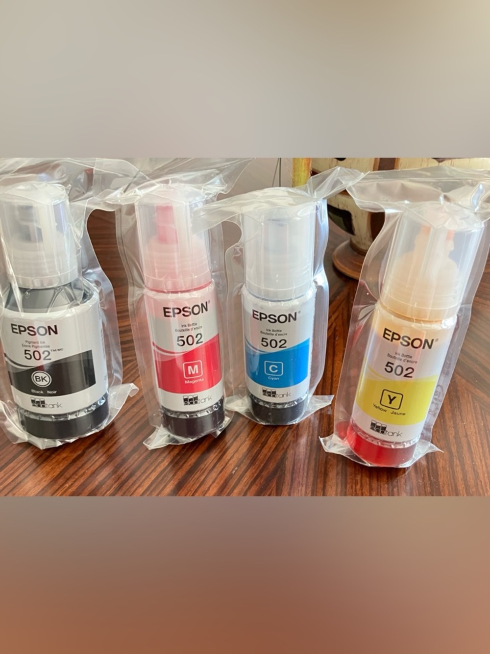 Epson 502 Ink Bottles - Black, Magenta, Cyan, Yellow